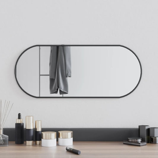 Black wall mirror 60x25 cm oval