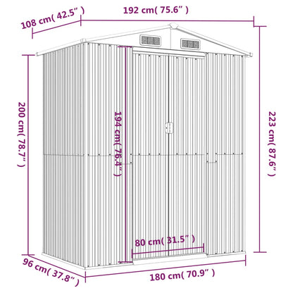 Galpão de jardim marrom claro 192x108x223 cm aço galvanizado