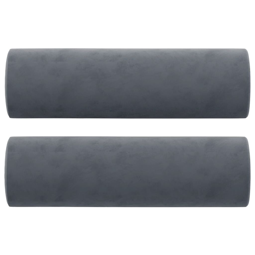 Lot de 2 traversins tours de lit Ø15x50 cm Velours Graphite