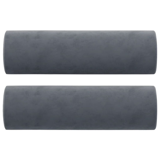 Lot de 2 traversins tours de lit Ø15x50 cm Velours Graphite