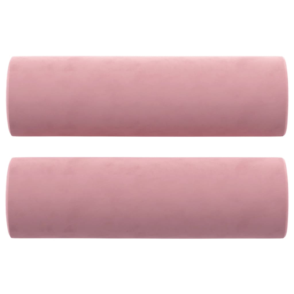 Lot de 2 traversins tours de lit Ø15x50 cm Velours Rose