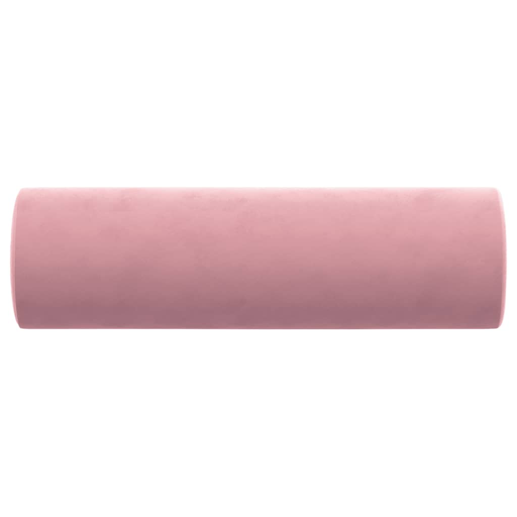 Lot de 2 traversins tours de lit Ø15x50 cm Velours Rose