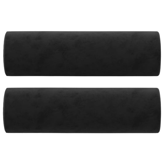 Lot de 2 traversins tours de lit Ø15x50 cm Velours Noir