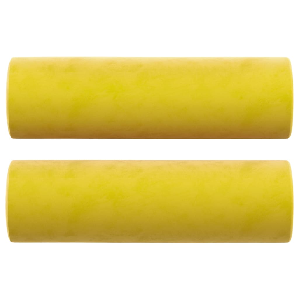 Lot de 2 traversins tours de lit Ø15x50 cm Velours Jaune