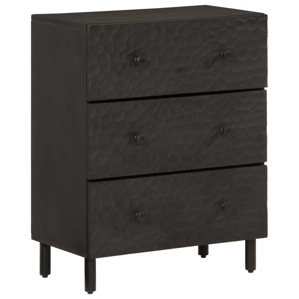 Mobile laterale nero 60x333x75 cm legno di mango solido