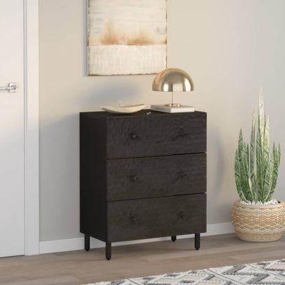 Mobile laterale nero 60x333x75 cm legno di mango solido