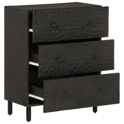 Mobile laterale nero 60x333x75 cm legno di mango solido