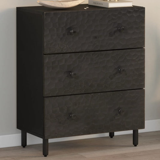 Mobile laterale nero 60x333x75 cm legno di mango solido