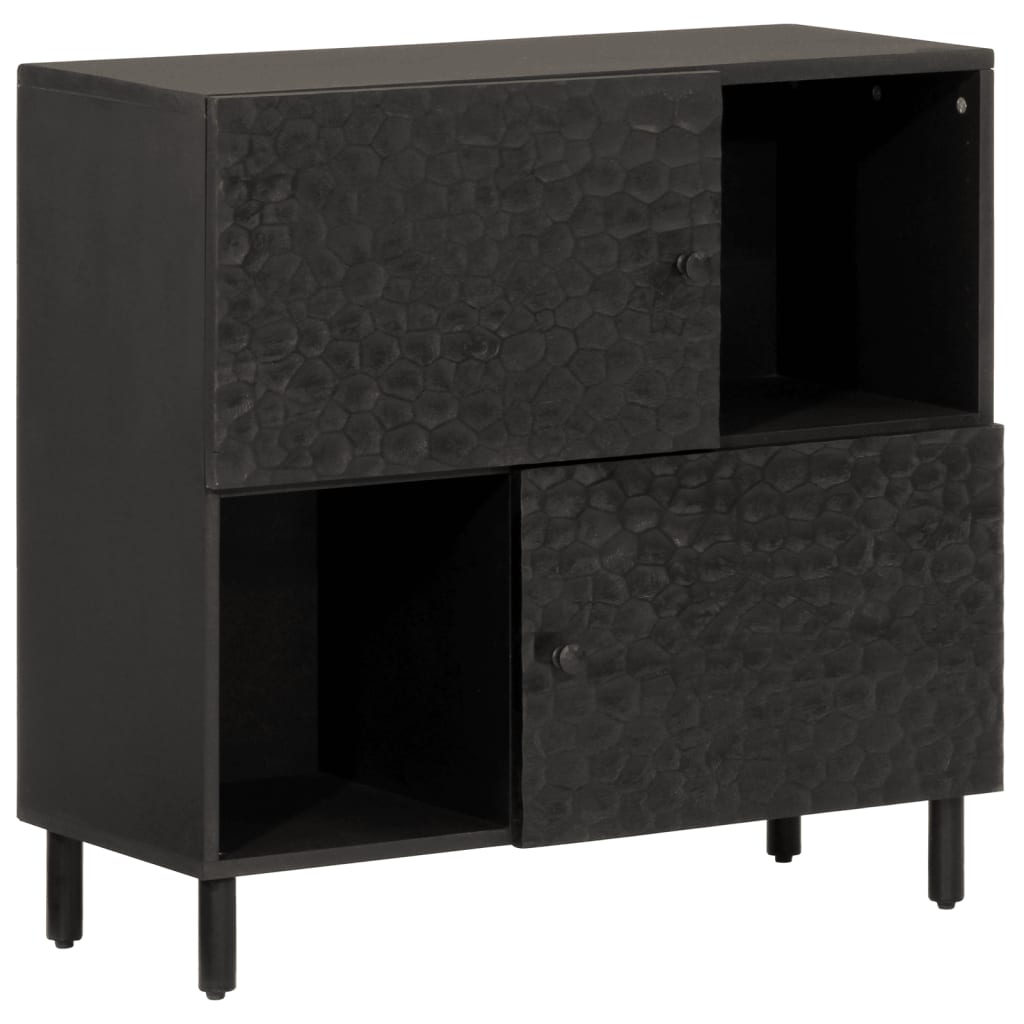 Mobile laterale nero 80x333x75 cm legno di mango solido