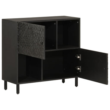 Mobile laterale nero 80x333x75 cm legno di mango solido