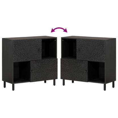 Mobile laterale nero 80x333x75 cm legno di mango solido