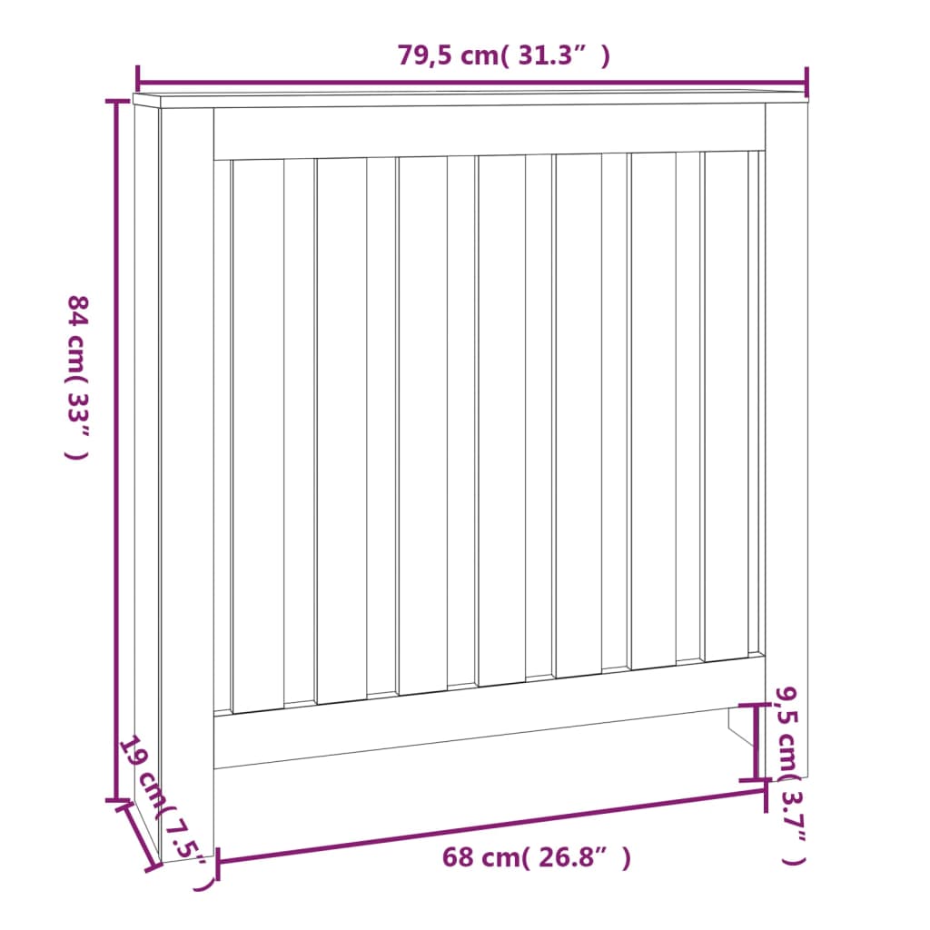 Cache-radiateur Gris 79,5x19x84 cm Bois massif de pin