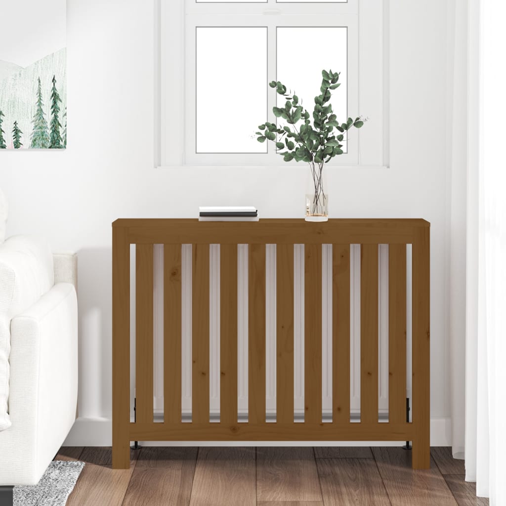 Cache-radiateur Marron miel 108,5x19x84 cm Bois massif de pin