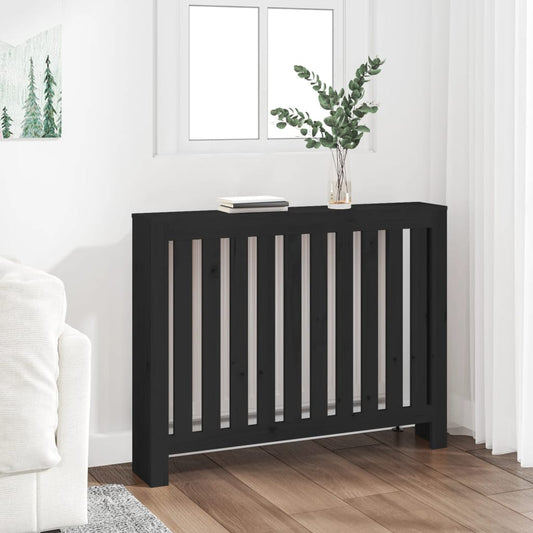 Cache-radiateur Noir 108,5x19x84 cm Bois massif de pin