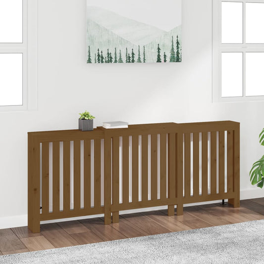 Cache-radiateur Marron miel 210x21x85 cm Bois massif de pin