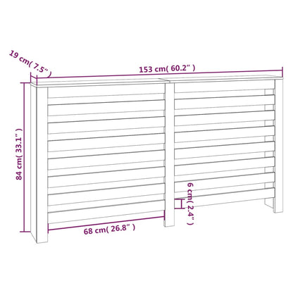 Cache-radiateur Gris 169x19x84 cm Bois massif de pin