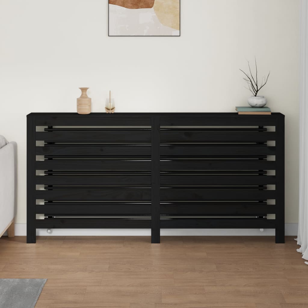 Cache-radiateur Noir 169x19x84 cm Bois massif de pin