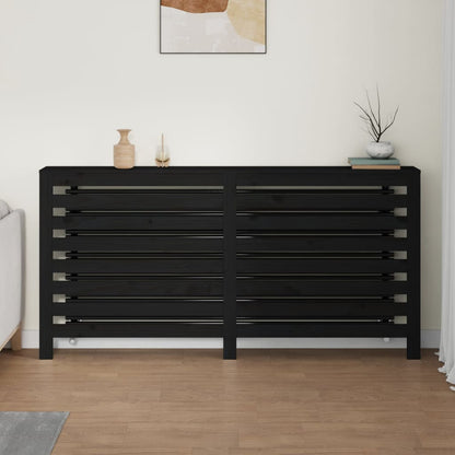 Cache-radiateur Noir 169x19x84 cm Bois massif de pin