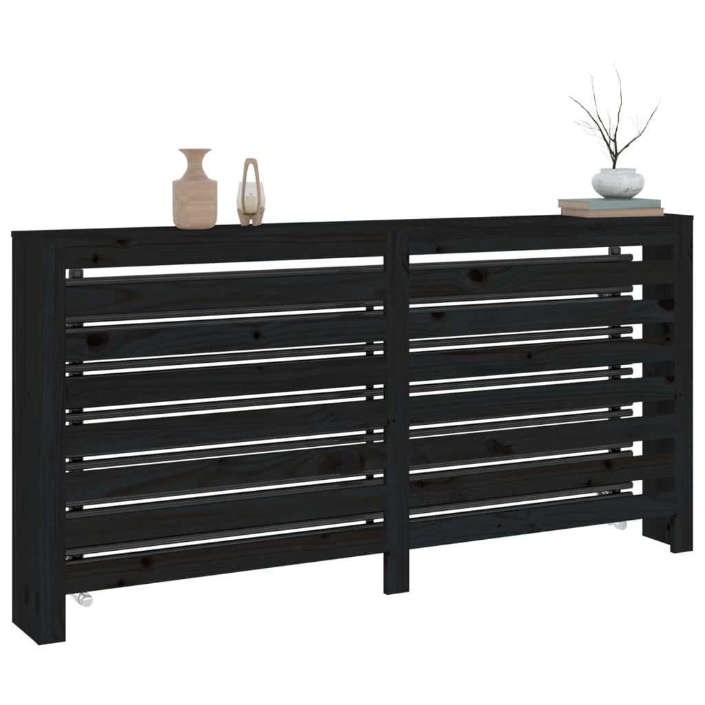 Cache-radiateur Noir 169x19x84 cm Bois massif de pin