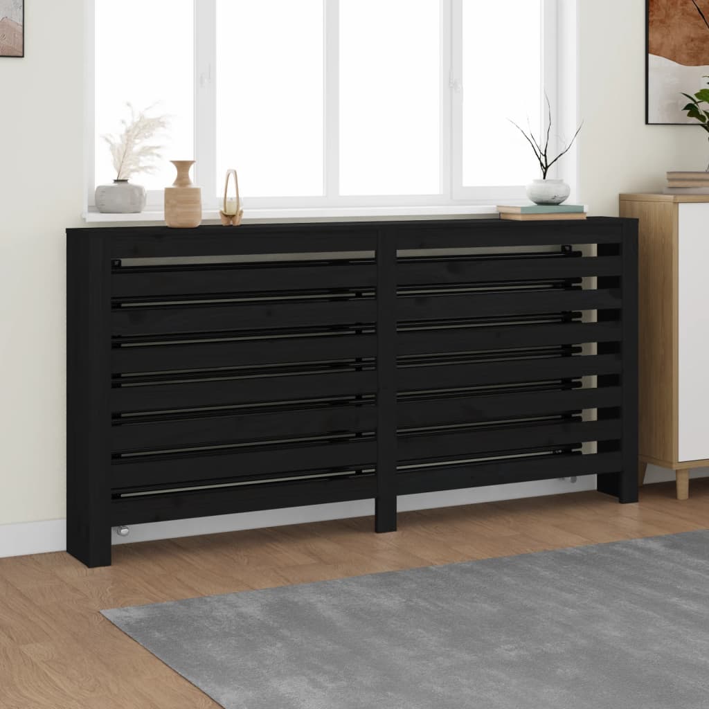 Cache-radiateur Noir 169x19x84 cm Bois massif de pin
