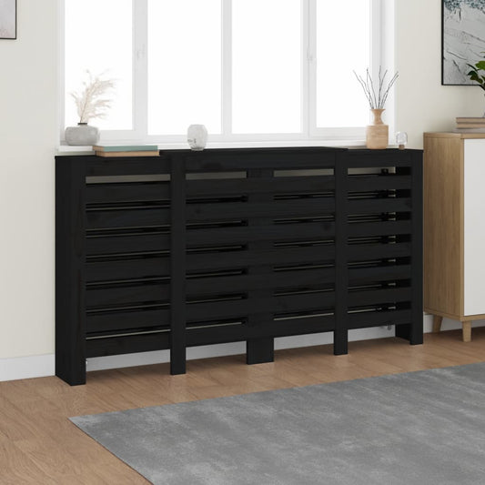 Cache-radiateur Noir 210x21x85 cm Bois massif de pin