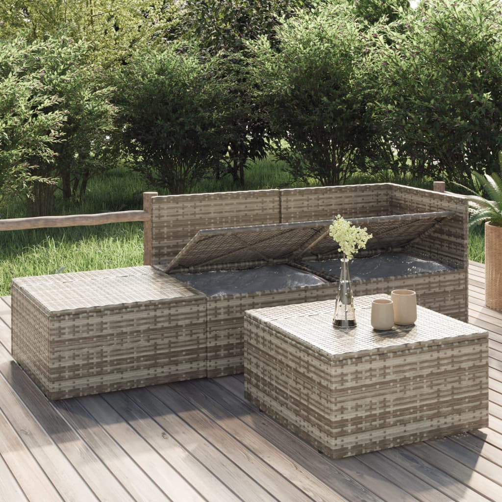 4 pcs garden furniture with braided resin gray cushions