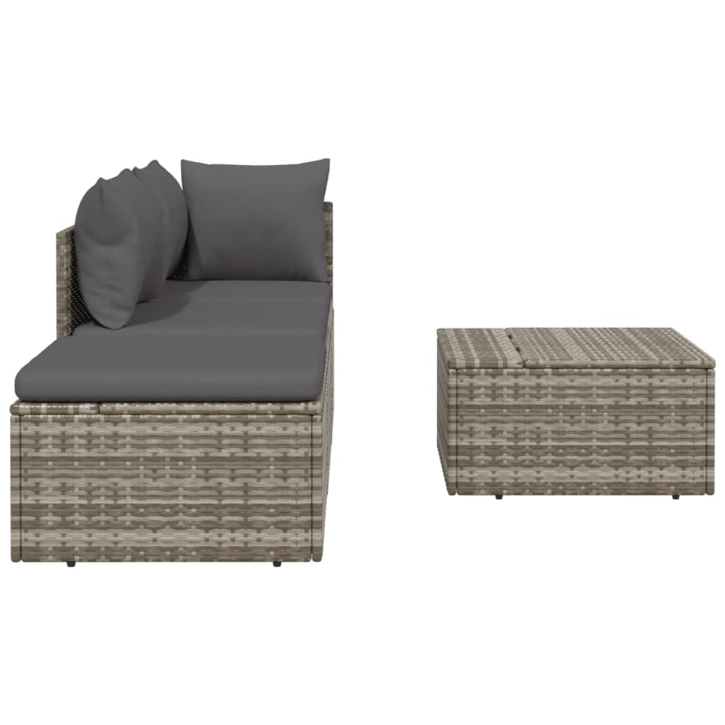 4 pcs garden furniture with braided resin gray cushions