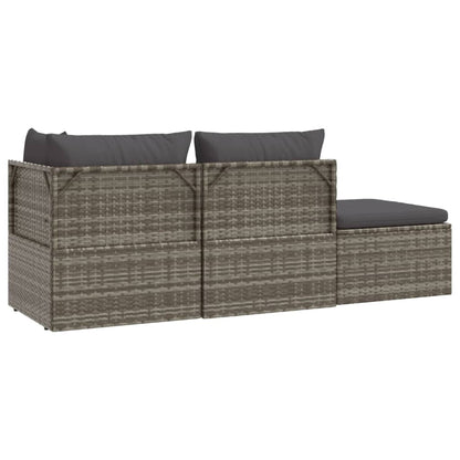 4 pcs garden furniture with braided resin gray cushions