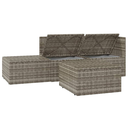 4 pcs garden furniture with braided resin gray cushions
