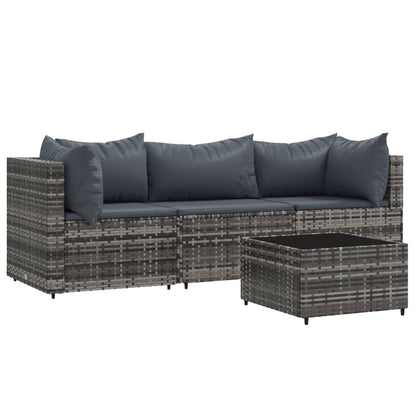 Muebles de jardín de 4 PC con cojines de resina trenzada