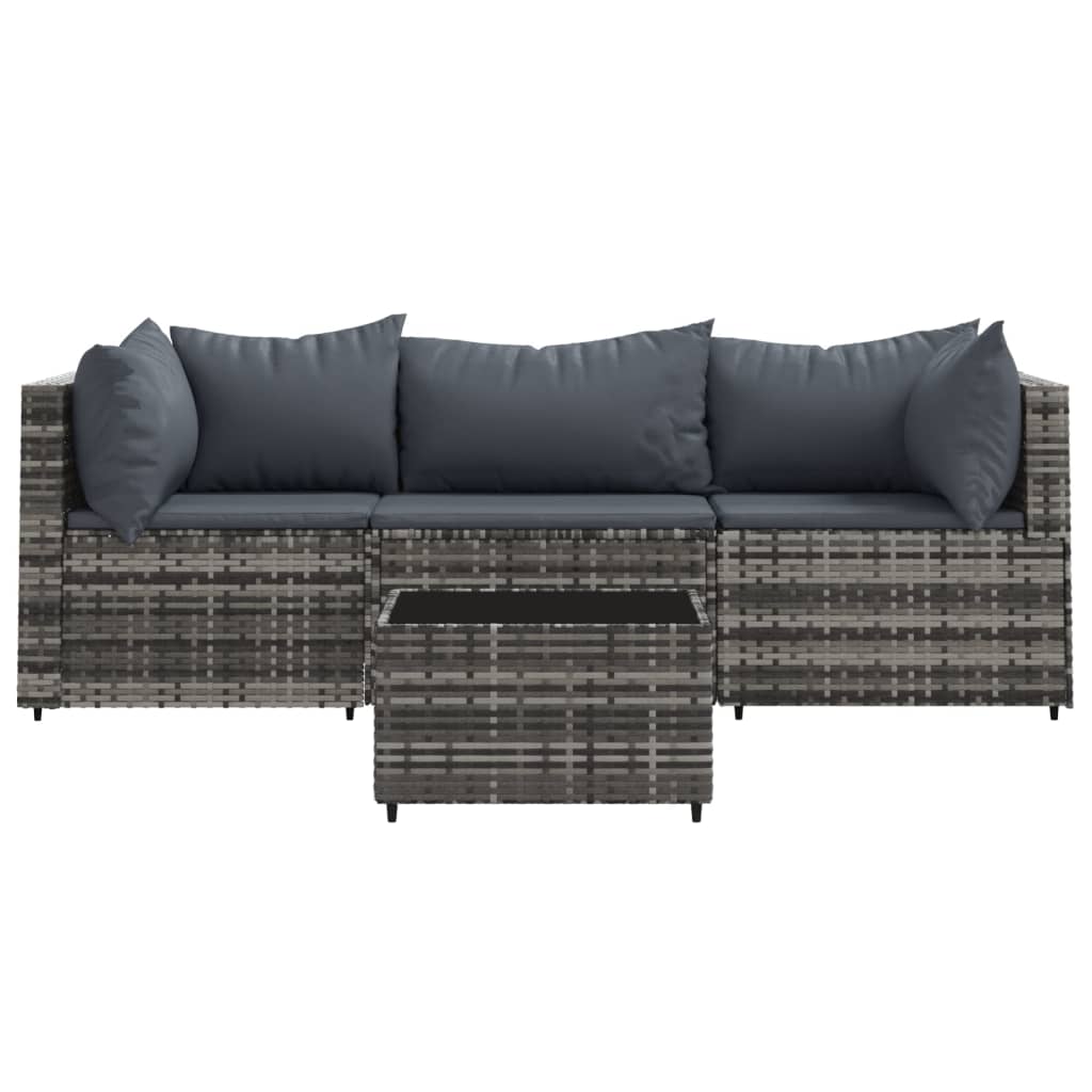 Muebles de jardín de 4 PC con cojines de resina trenzada