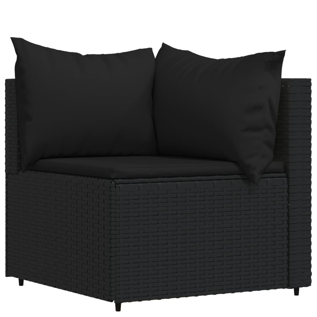 4 pcs garden furniture with black braided resin cushions