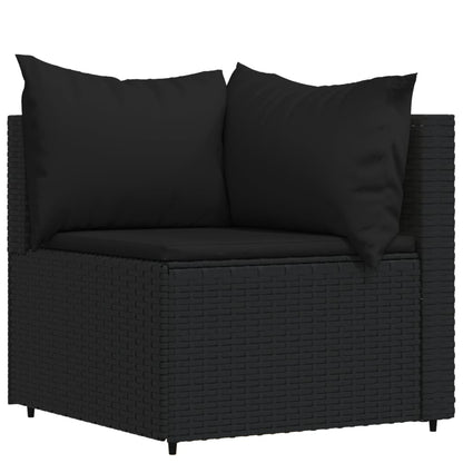 4 pcs garden furniture with black braided resin cushions