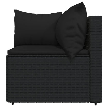 4 pcs garden furniture with black braided resin cushions