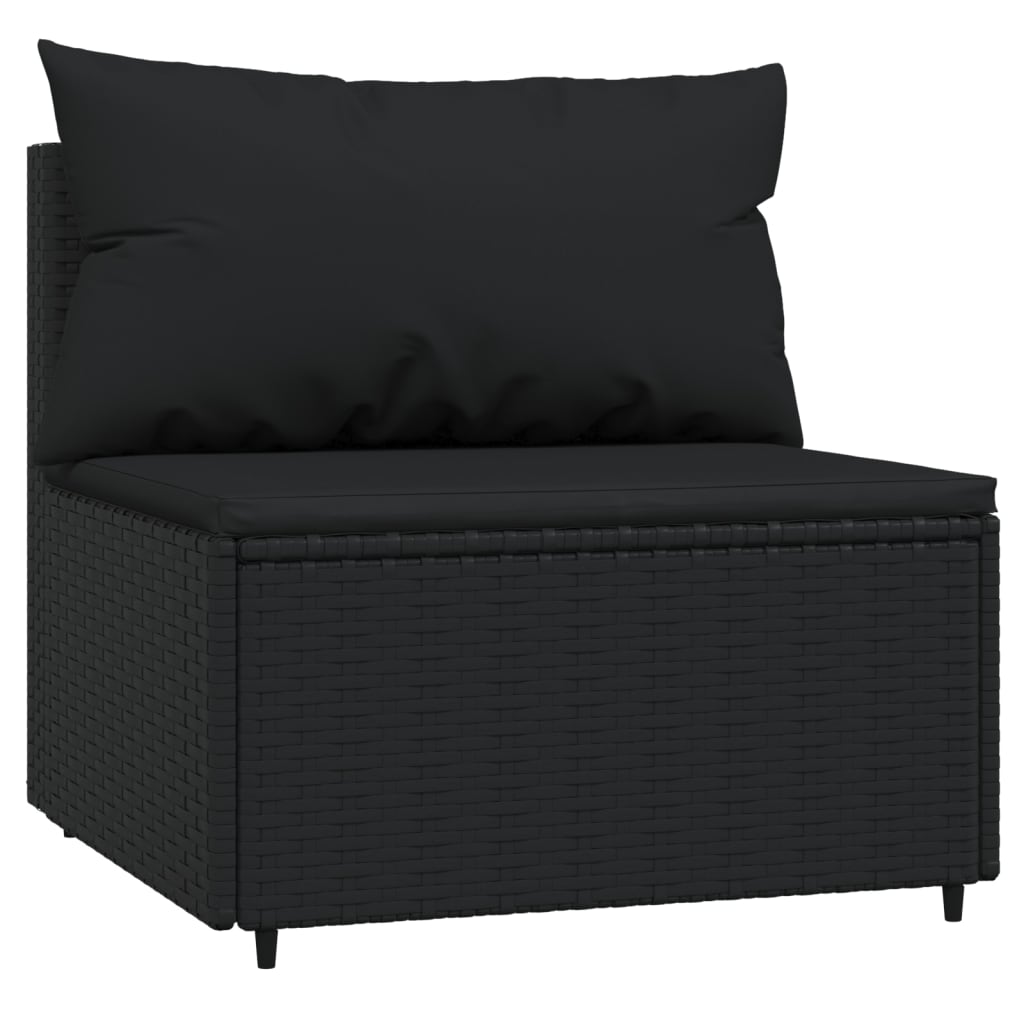 4 pcs garden furniture with black braided resin cushions