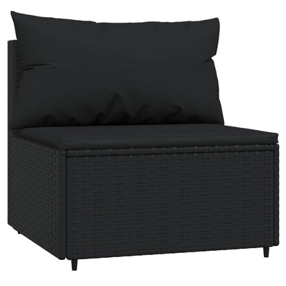 4 pcs garden furniture with black braided resin cushions