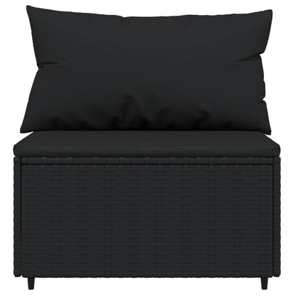 4 pcs garden furniture with black braided resin cushions