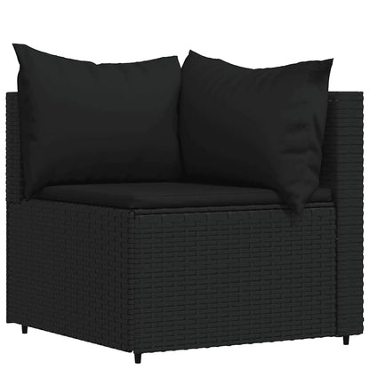 4 pcs garden furniture with black braided resin cushions