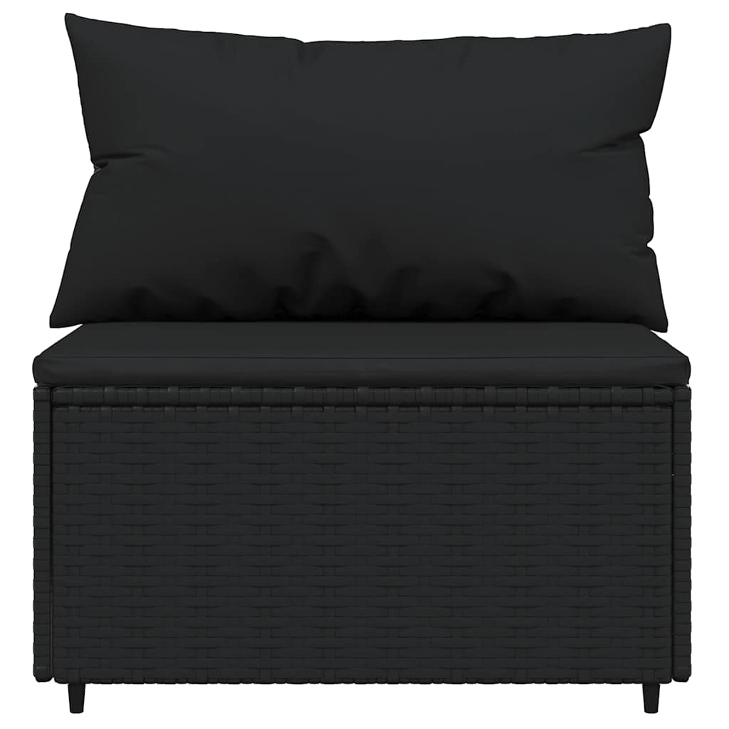4 pcs garden furniture with black braided resin cushions