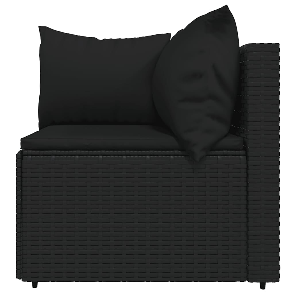4 pcs garden furniture with black braided resin cushions