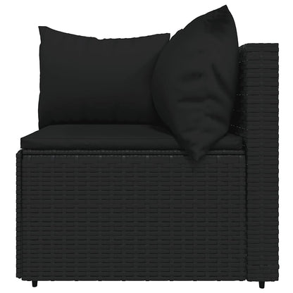 4 pcs garden furniture with black braided resin cushions