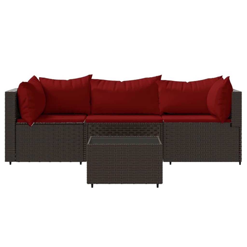 4 pcs garden furniture with braided brown resin cushions