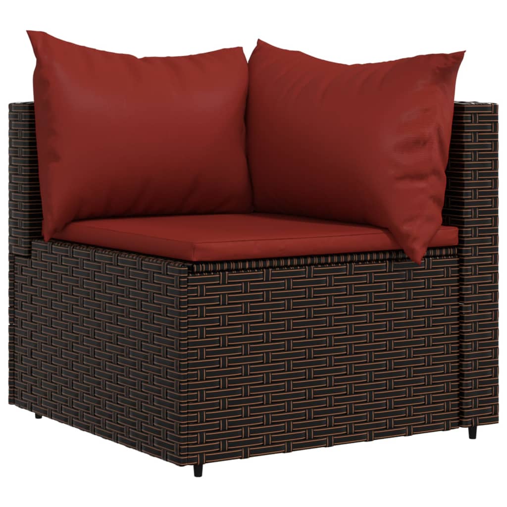 4 pcs garden furniture with braided brown resin cushions