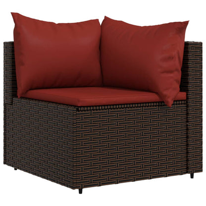 4 pcs garden furniture with braided brown resin cushions