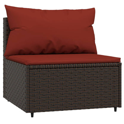 4 pcs garden furniture with braided brown resin cushions