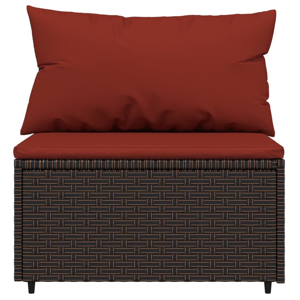 4 pcs garden furniture with braided brown resin cushions