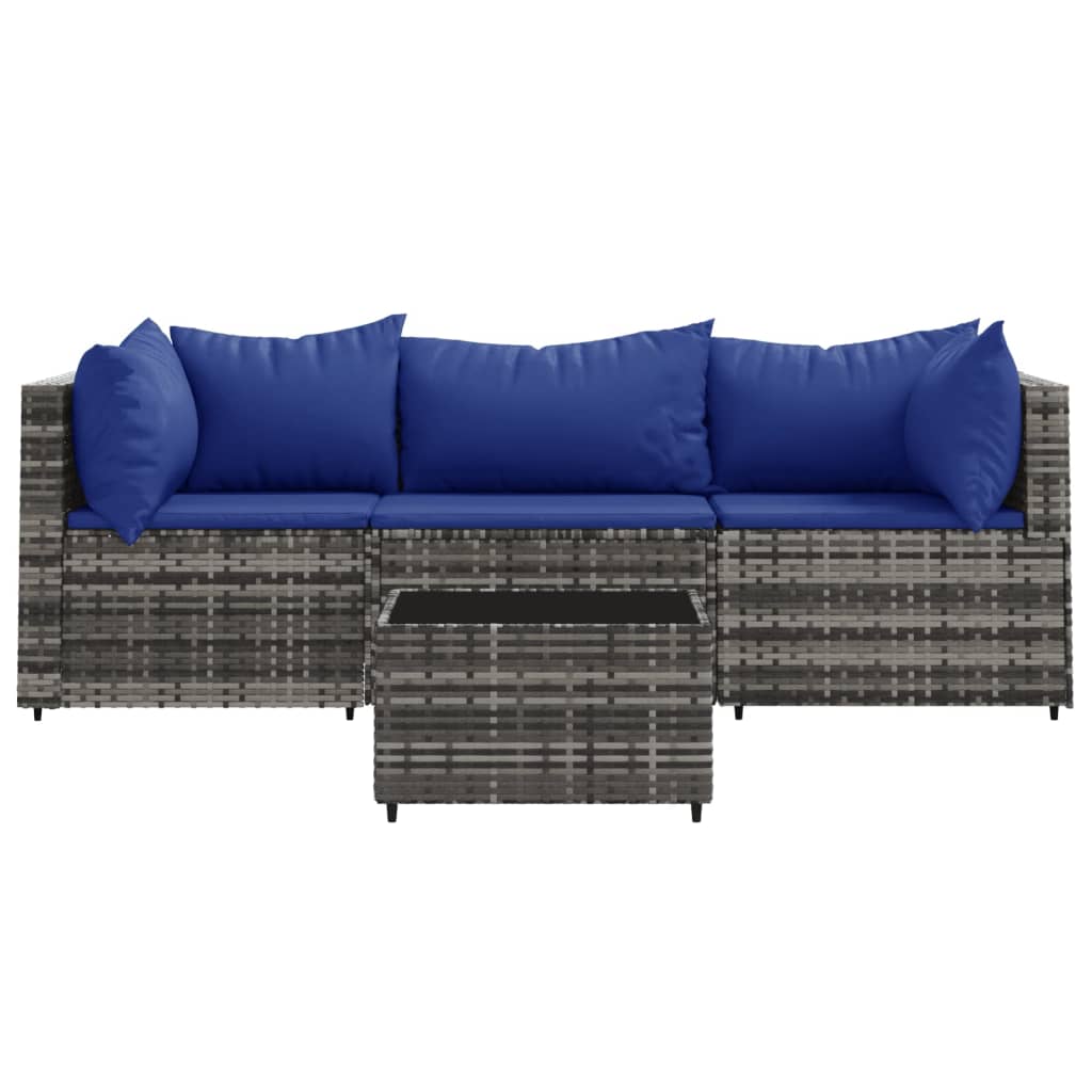 Muebles de jardín de 4 PC con cojines de resina trenzada