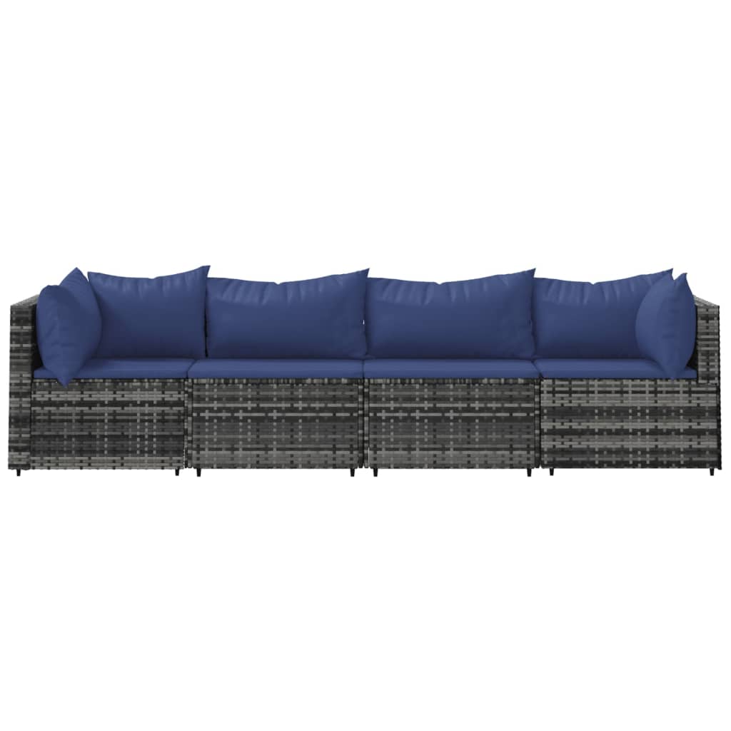 Muebles de jardín de 4 PC con cojines de resina trenzada