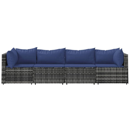 Muebles de jardín de 4 PC con cojines de resina trenzada