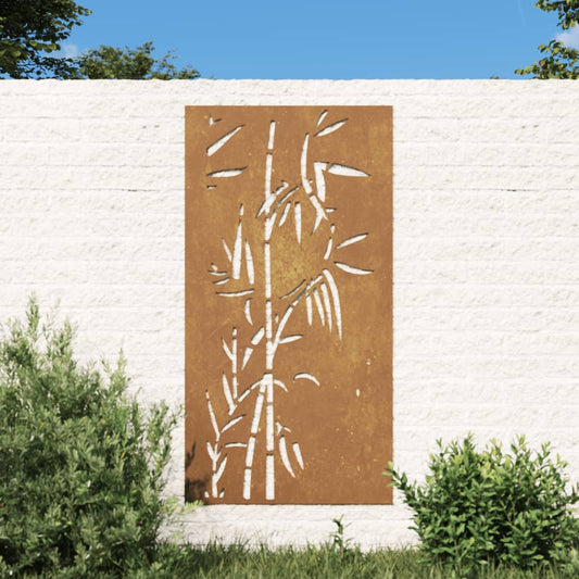 Décoration murale de jardin acier Corten design bambou BALI